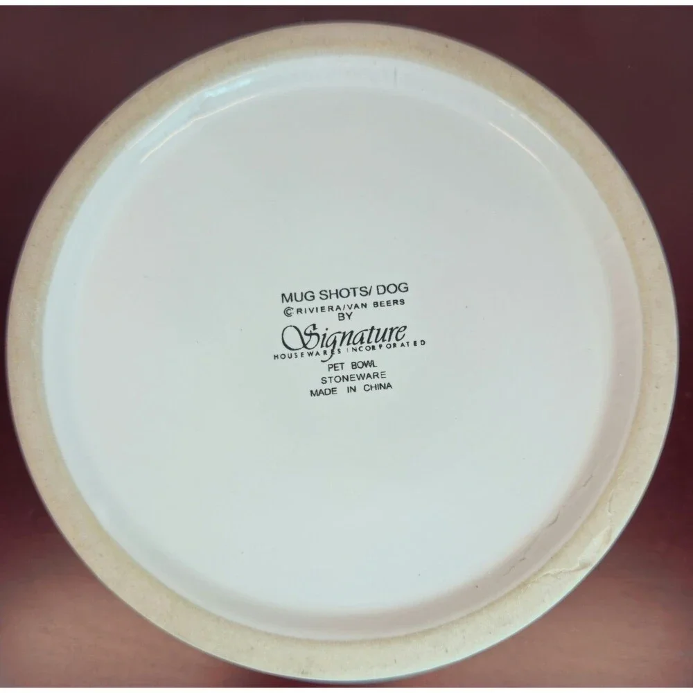 Signature Housewares Mug Shots Stoneware Dog Food Bowl